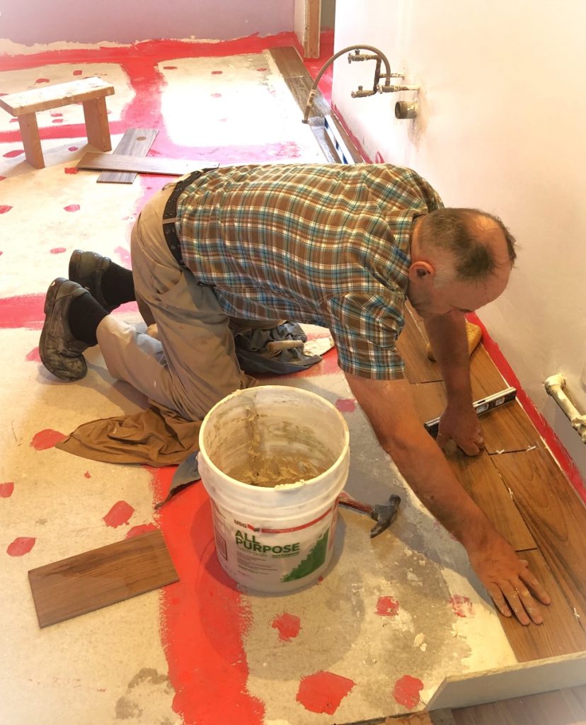 Installing Tile and Waterproofing the floor for water. Tile installer in Pelham ny, Tile expert in Westchester, the best tile installer in town - Anton Construction Group
